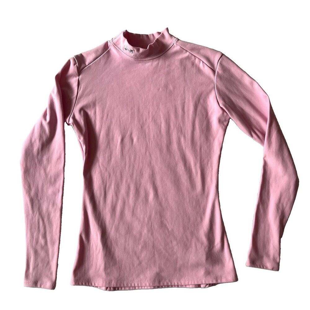 Under Armour Cold Gear Women Medium Pink Longsleeve Compression Mock Neck Shirt